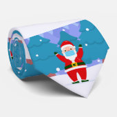 Cravate covid joyeux masque visage noël santa claus (Roulé)
