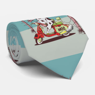 Cravate Cow riding a retro moped
