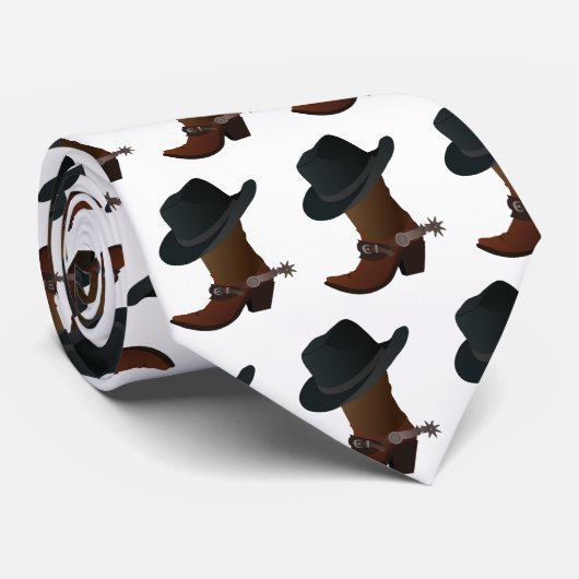 Cravate Cowboy Boot and Hat Tie (Roulé)