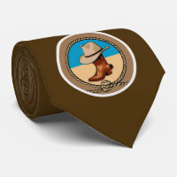 Cowboy Boot and Hat Tie brown blue