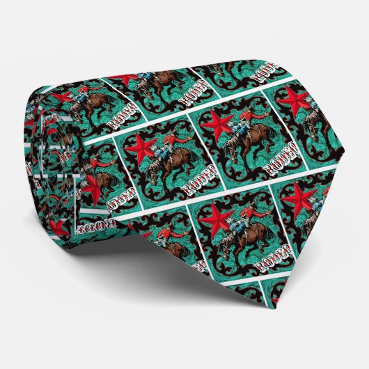 Cravate Cowboy Bronc de Western Rodeo Rider Necktie (Roulé)