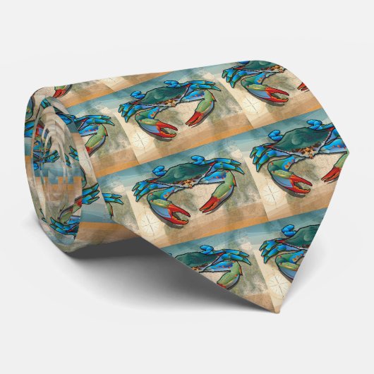 Cravate Crabe bleu (Roulé)