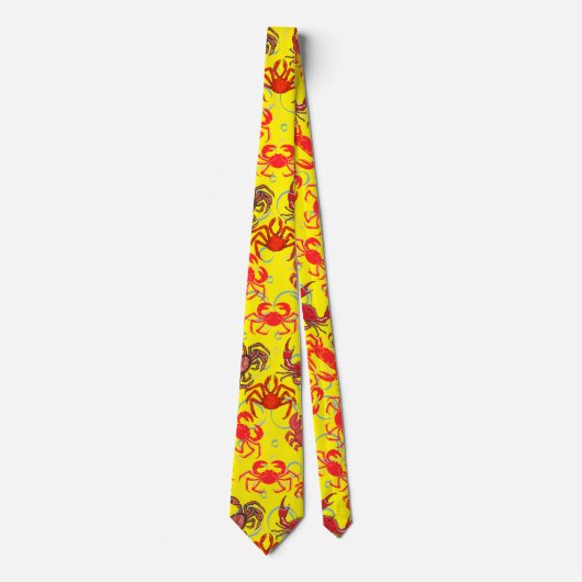 Cravate Crabes Patternx4 B Jaune BG (Devant)