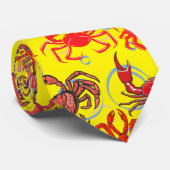 Cravate Crabes Patternx4 B Jaune BG (Roulé)