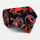 Cravate Crabes Patternx4 Black BG (Roulé)