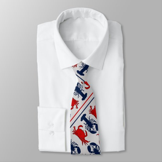 Cravate Crabs n Lobsters Light Gray Diagonal Print Tie (Attaché)