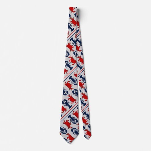 Cravate Crabs n Lobsters Light Gray Diagonal Print Tie (Devant)