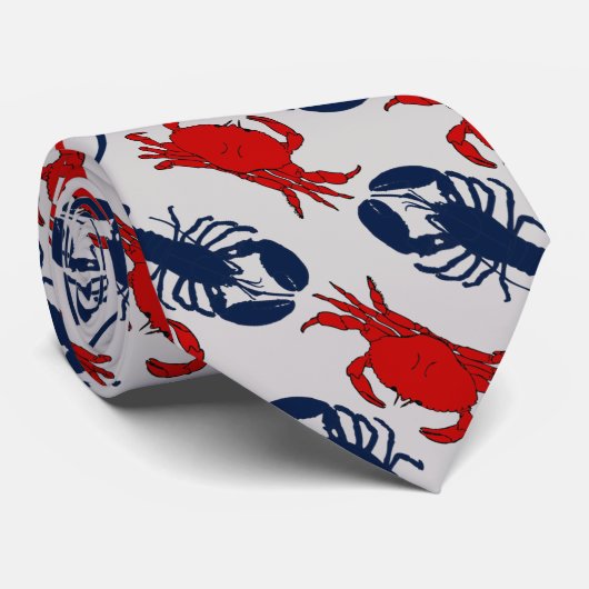 Cravate Crabs n Lobsters Light Gray Diagonal Print Tie (Roulé)
