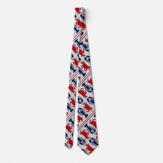 Cravate Crabs n Lobsters Light Gray Diagonal Print Tie (Dos)