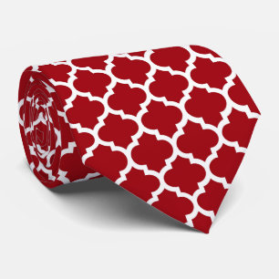 Cravate Cranberry Red White Marocain Quatrefoil Motif #5