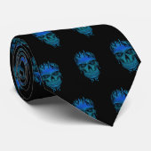 Cravate Crâne à flamme - bleu (Roulé)