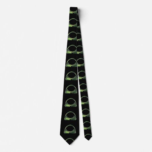 Cravate Crâne alien vert en noir (Devant)