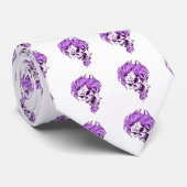 Cravate crâne aux cheveux violets fous (Roulé)