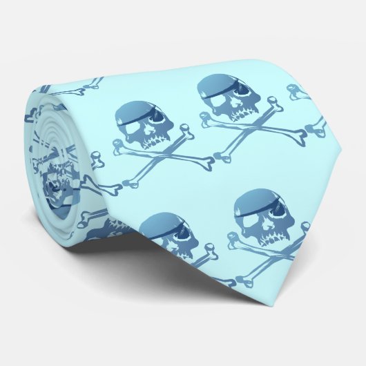 Cravate Crâne bleu de pirate et Crossbones.Ties (Roulé)
