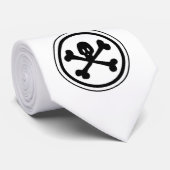 Cravate Crâne de bande dessinée et logo d'os croisés (Roulé)