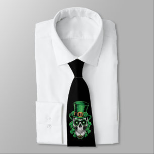 Cravate Crâne de Sucre St Patrick Jour Chanceux Shamrock
