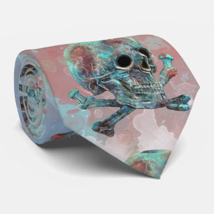 Cravate Crâne et aquarelle d'os croisés