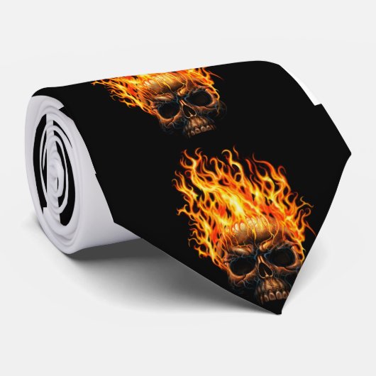 Cravate Crâne flamboyant (Roulé)