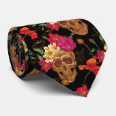 Cravate crâne floral (Roulé)