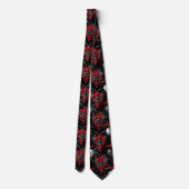 Cravate Crâne gothique Art en ligne rouge noir et gris (Dos)