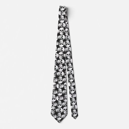 Cravate Crâne gothique Crâne noir et blanc Motif design (Devant)