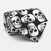 Cravate Crâne gothique Crâne noir et blanc Motif design (Roulé)