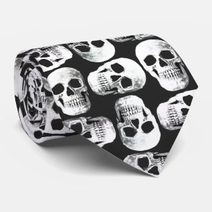 Cravate Crâne gothique Crâne noir et blanc Motif design