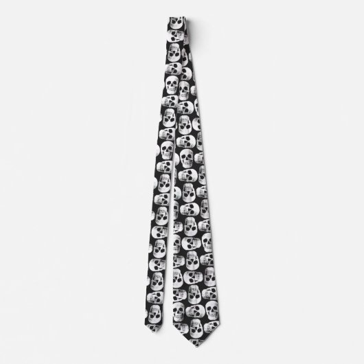 Cravate Crâne gothique Crâne noir et blanc Motif design (Dos)