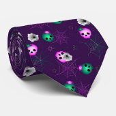 Cravate Crâne moderne rose néon et vert (Roulé)