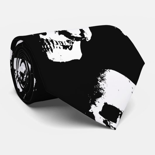 Cravate crâne noir et blanc (Roulé)