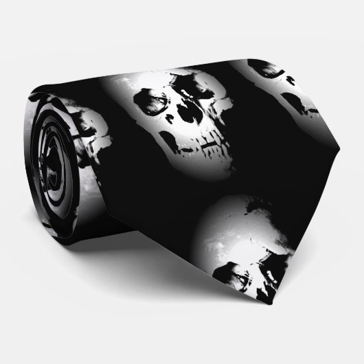 Cravate crâne noir et blanc (Roulé)