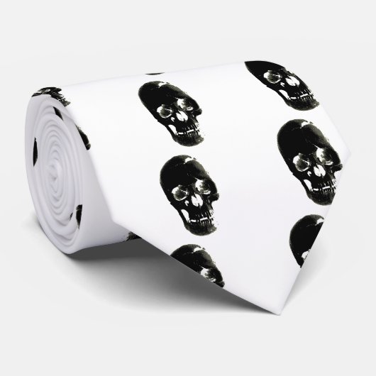 Cravate Crâne noir - Image négative (Roulé)