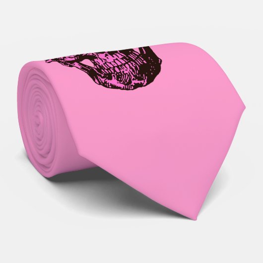 Cravate Crâne rose (Roulé)