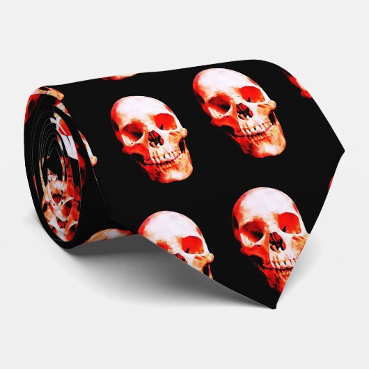 Cravate Crâne rouge (Roulé)