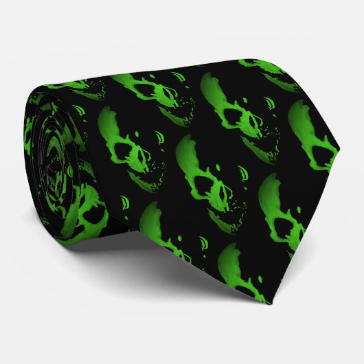 Cravate Crâne vert (Roulé)