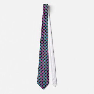 Cravate Crânes à motifs de losanges Vert rose bleu.