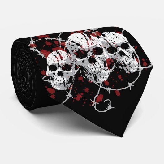 Cravate Crânes barbelés (Roulé)