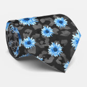 Cravate Crânes bleus et série tournesol Design 2 (Roulé)