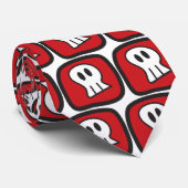 Cravate Crânes de dessin et os Carrés rouges Fête d'Hallow (Roulé)