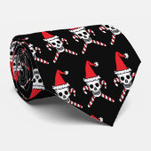 Cravate Crânes de Noël et sucres de canne d'os croisés (Roulé)