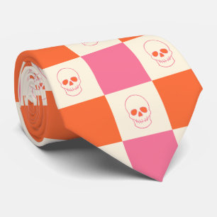 Cravate Crânes de tableau de bord en rose, orange et crème