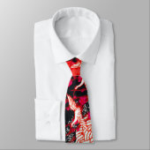 Cravate CRANES DE VOL, FLEURS DE PRINTEMPS Japonais Rouge  (Attaché)