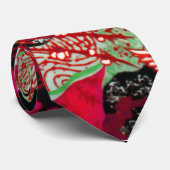 Cravate CRANES DE VOL, FLEURS DE PRINTEMPS Japonais Rouge  (Roulé)