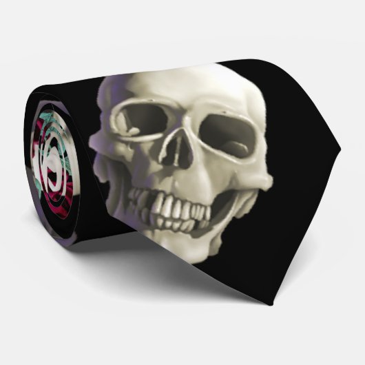 Cravate Crânes et fleurs (Roulé)