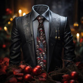 Cravate Crânes gothiques rouges et noirs de Père Noël