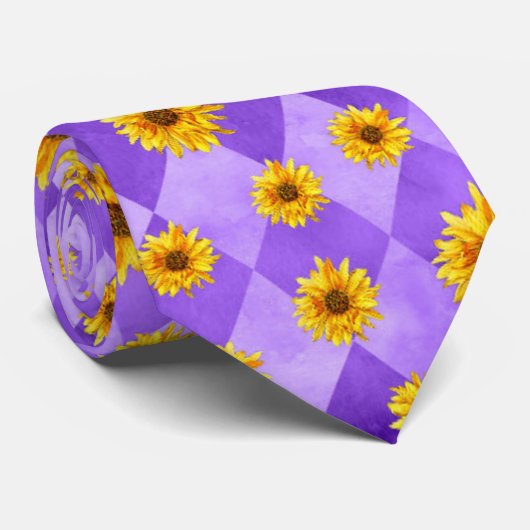 Cravate Crânes pourpres et série de tournesols Conception  (Roulé)