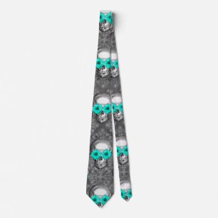 Cravate Crânes Turquoise et Série Tournesol Design 9