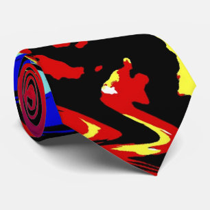 Cravate Cravate, Abstrait coloré, Rouge, Noir, Jaune, Blan