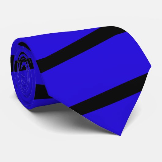 Cravate Cravate, bleu royal et rayure de noir (Roulé)