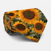 Cravate "Cravate d'impression de tournesol jaune vif pour (Roulé)